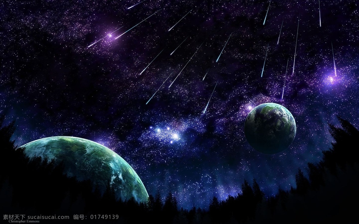 流星雨 星空 夜色 背景图片