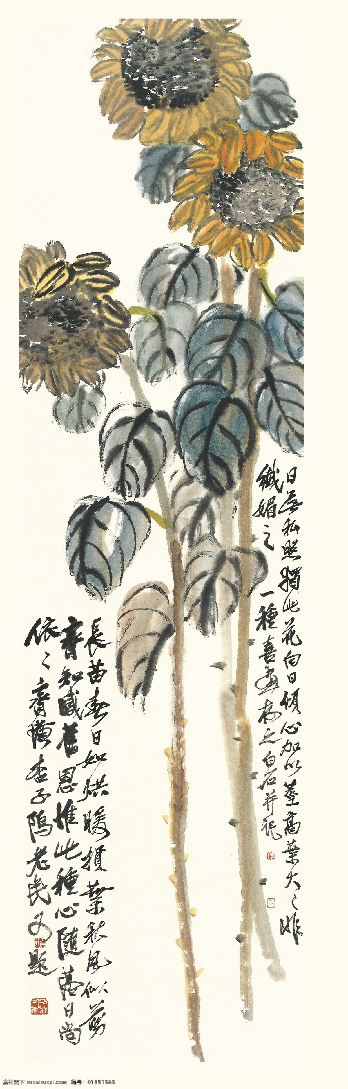 齐白石 书法 绘画 艺术 向日葵 静物 文化艺术 绘画书法