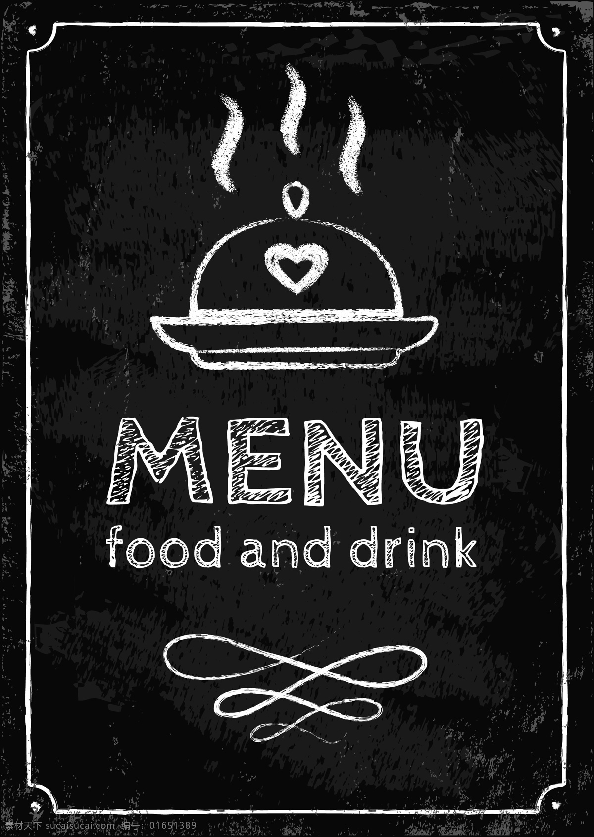 西餐厅 黑板 背景 粉笔 字画 菜单 矢量 线条 黑色 简约 卡通 设计素材 平面素材