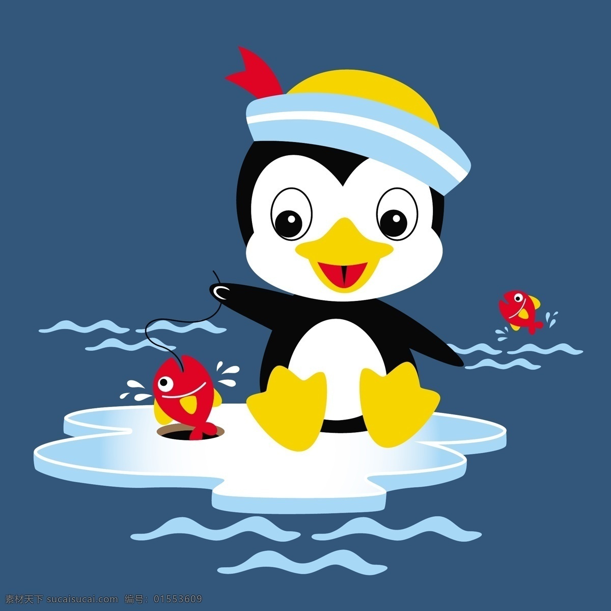 可爱 企鹅 海上 捉 鱼 卡通壁纸 卡通动漫 卡通 小动物 儿童绘画 企鹅捉鱼