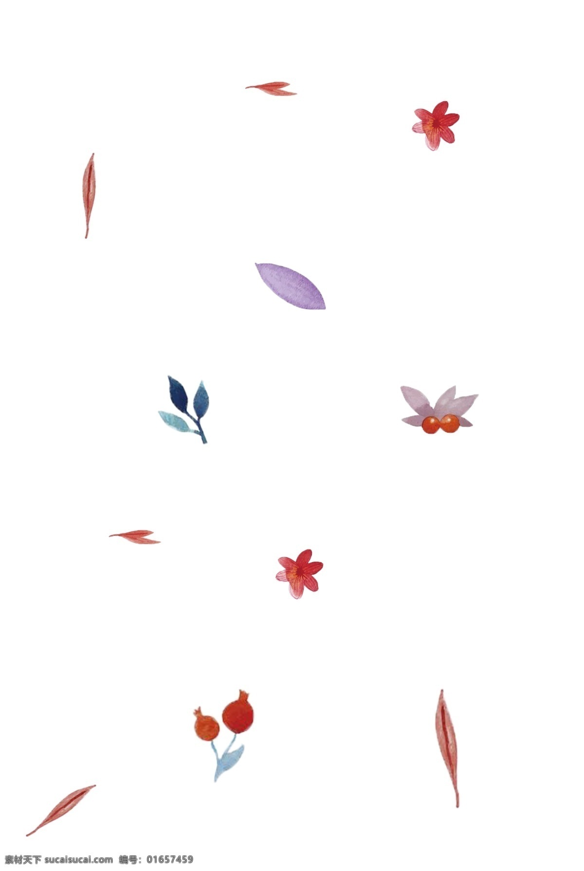 手绘 唯美 漂浮 装饰 手绘png 花朵 树叶 可爱 简约 生动 用于 学习交流 海报制作 装饰等
