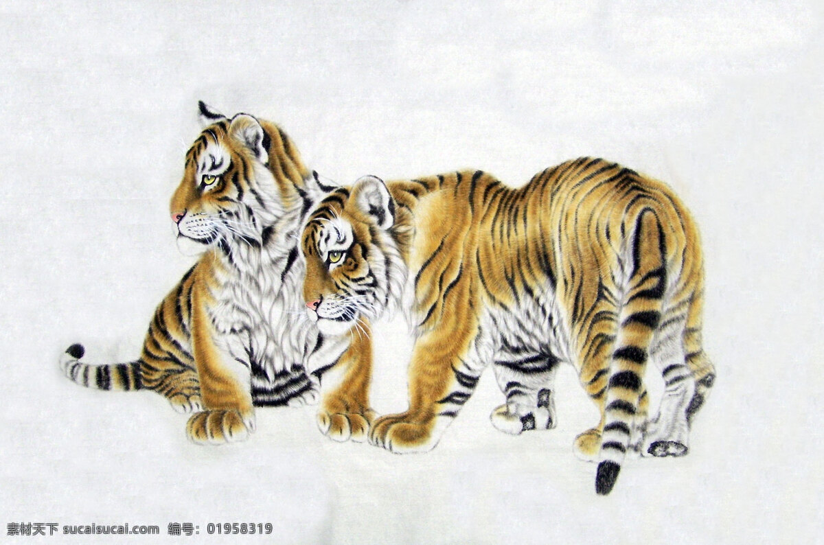 工笔画老虎 工笔画 中国画 彩墨工笔画 工笔彩墨画 彩墨画 大师作品 工笔 线描 线条 墨迹 勾线 老虎 老虎工笔画 工笔老虎画 虎纹 动物 绘画书法 文化艺术