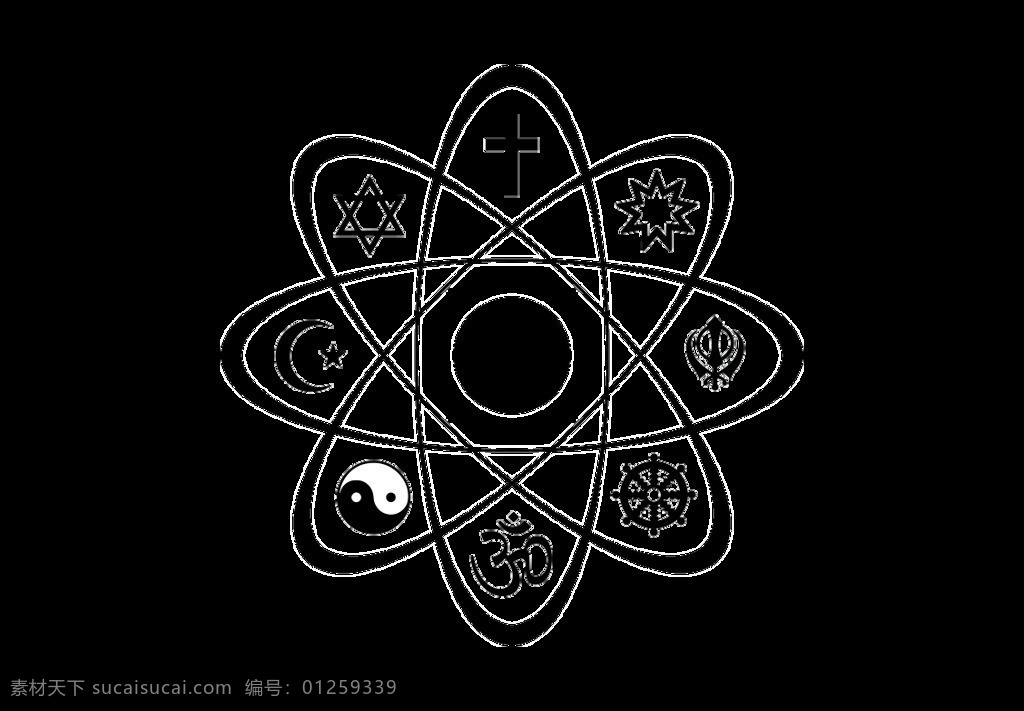 黑白 几何图形 花瓣 元素 png元素 几何 免抠元素 太极 透明元素 月亮 中国元素