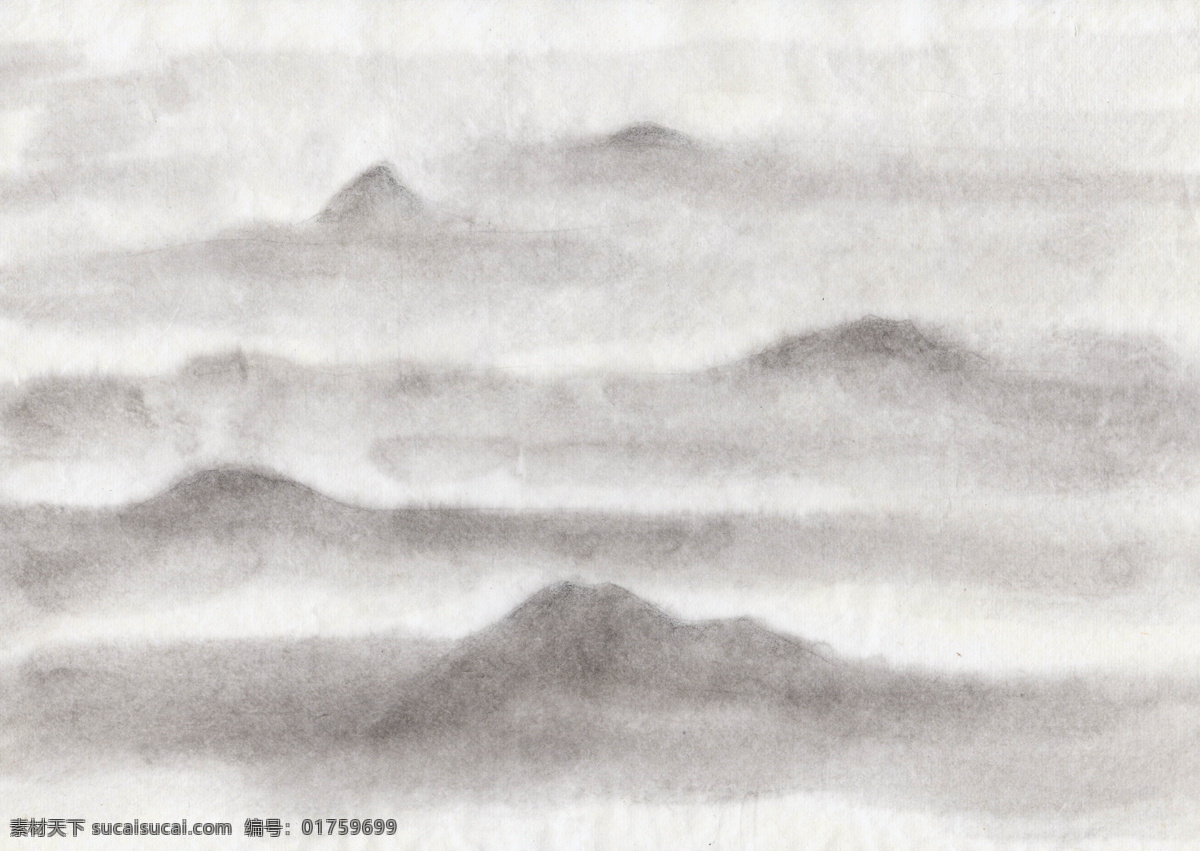 水墨 远山 中国画 家居装饰素材 山水风景画