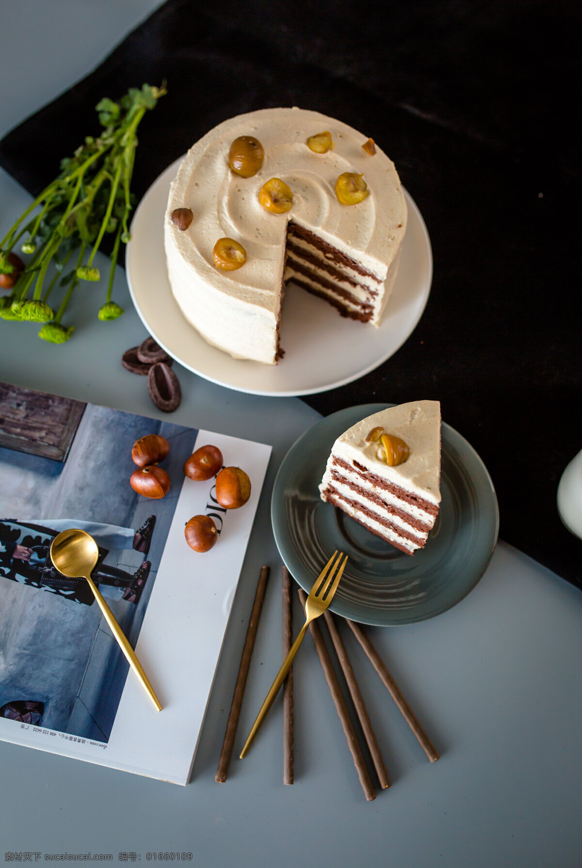 栗子蛋糕 甜品 蛋糕 切块 点心 甜点 栗子 夹层 法式蛋糕 餐饮美食 西餐美食