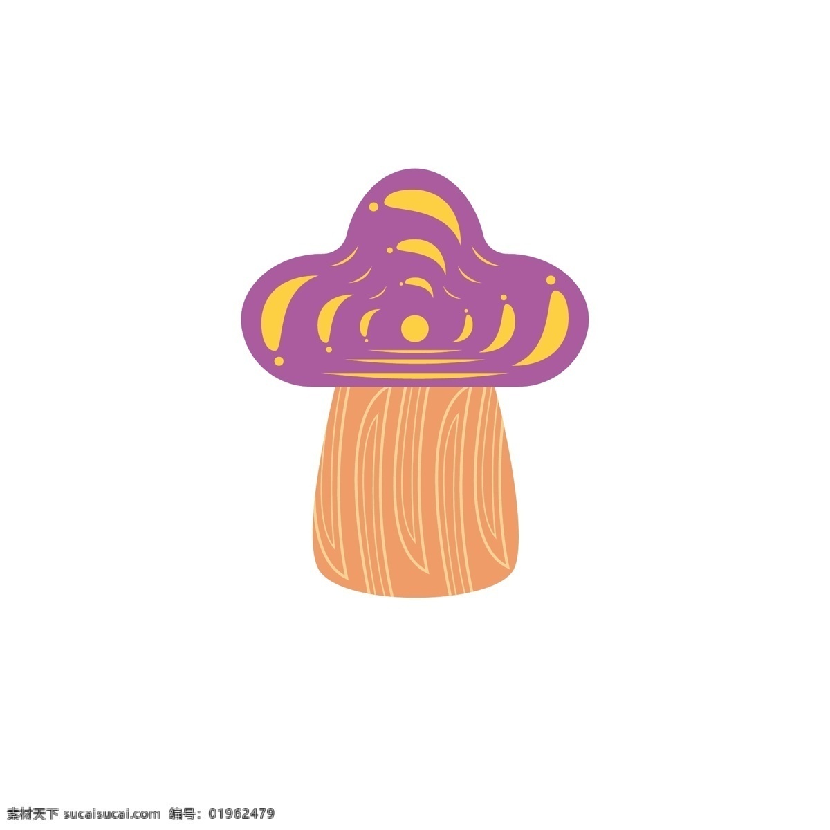 蘑菇 装饰设计 元素 抽象 线条 图案 装饰 紫色 黄色