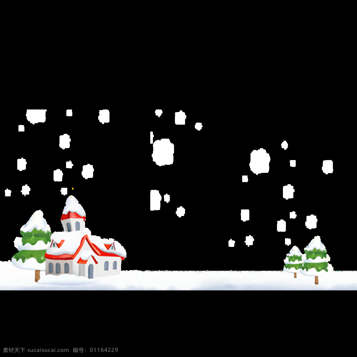 卡通 冬季 雪屋 元素 寒冬 松树 雪松