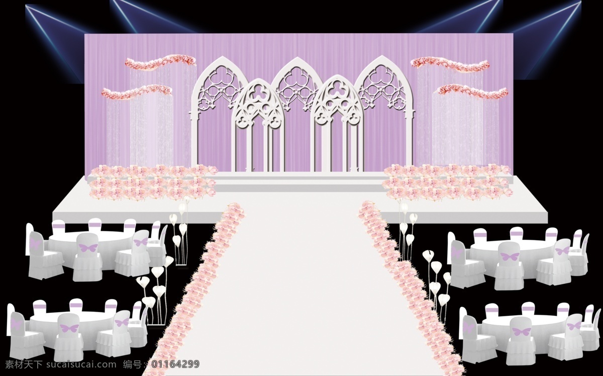 紫色 婚礼 舞台 背景 宫廷风格 欧式屏风