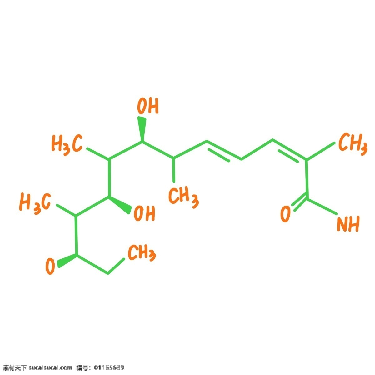 科技 化学 分子 插图 绿色分子 橙色方程式 结构方程式 简约的插图 化学实验 图案实验 数字化学