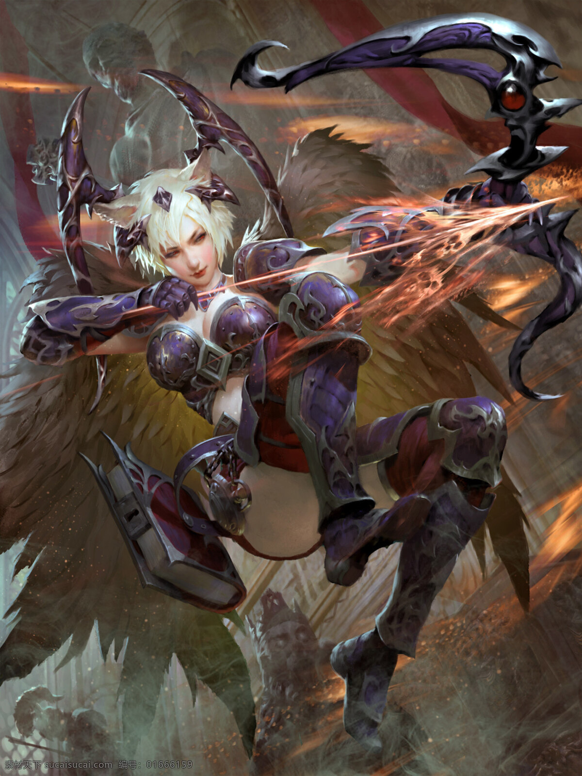 恶魔女弓 游戏 cg 人物 美女 精品 游戏人物cg 3d设计 3d作品