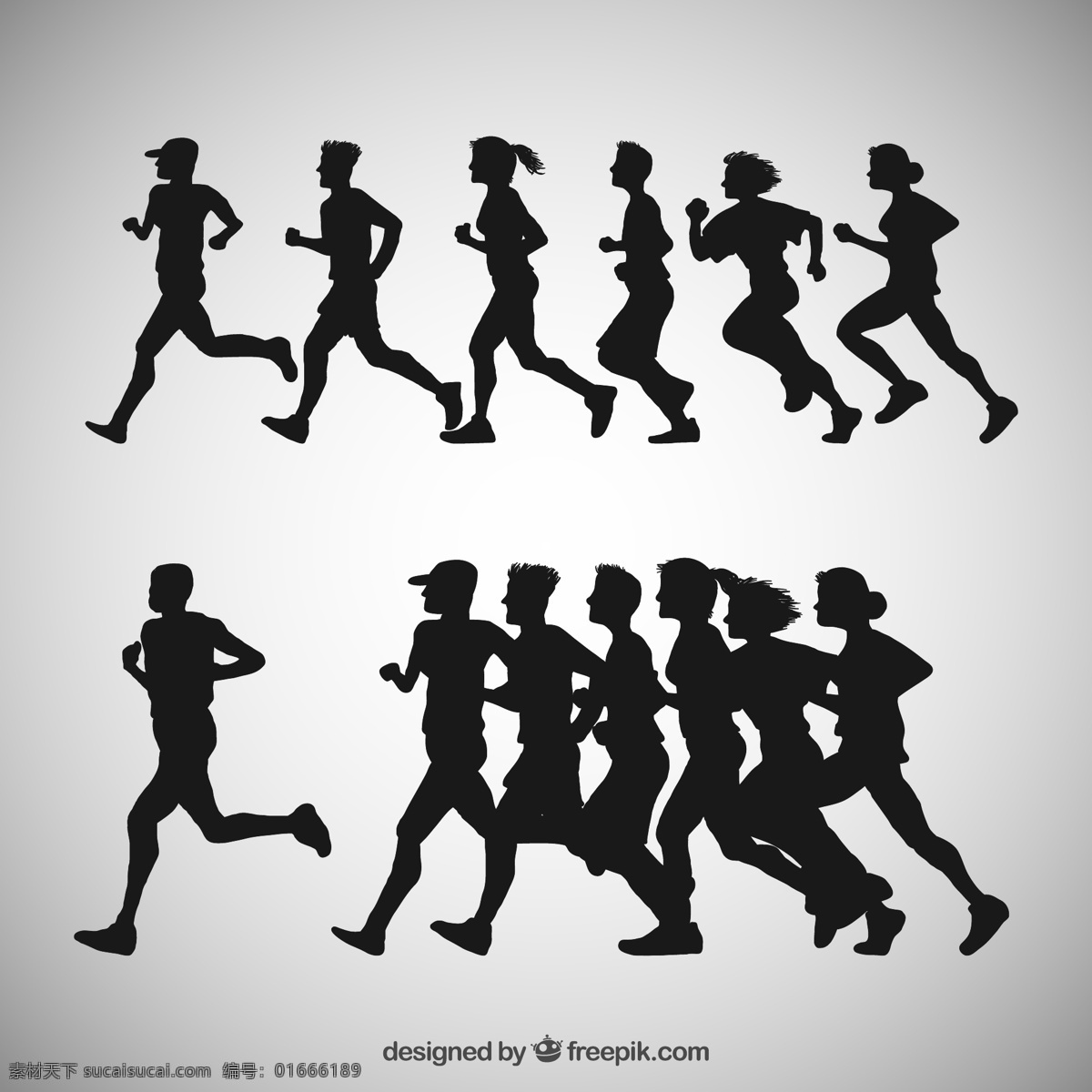 跑步人群剪影 跑步 人群 剪影 人物 人 奔跑 慢跑 锻炼 男人 女人 插画 背景 海报 画册 矢量人物 人物图库 生活人物