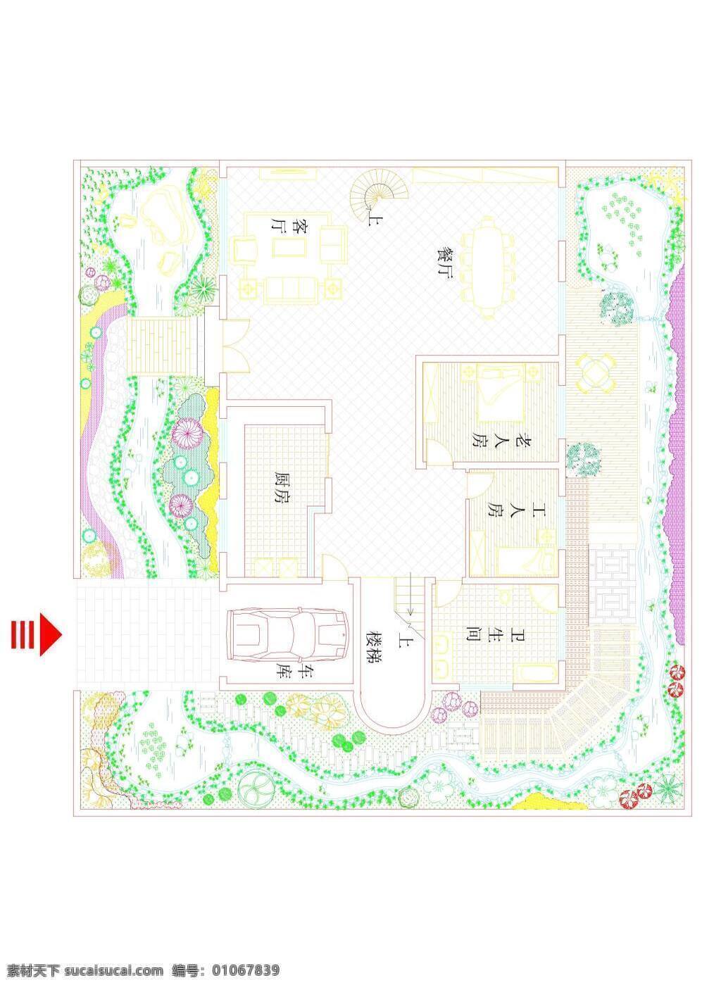 别墅 花园 景观设计 cad 别墅种植 花园绿化 庭院 dwg 白色