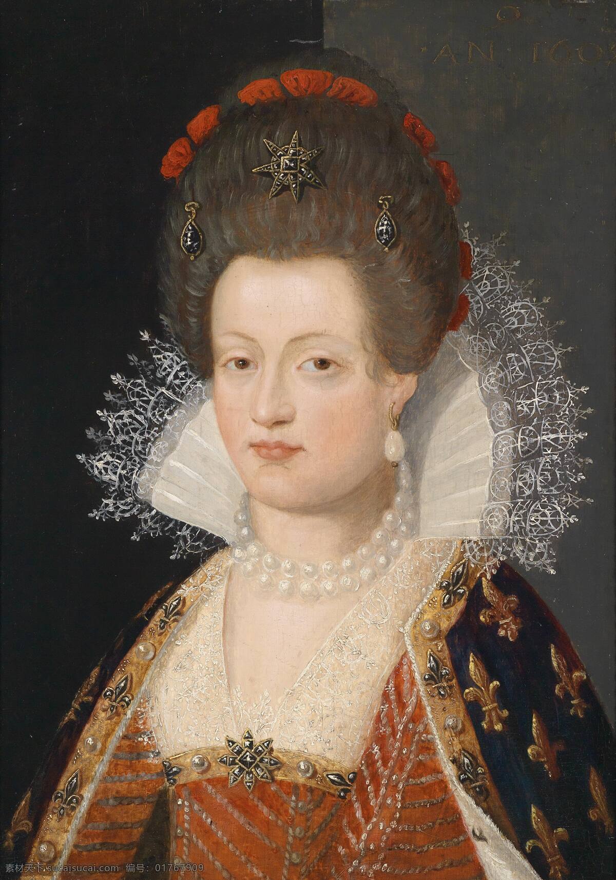 绘画书法 文化艺术 油画 瑪麗德梅弟奇 法國王后 亨利四世之妻 路易十三之母 意大利 托斯卡 納 大公 與 奧 地利 公主 長 女 巴洛克 時 代 油 畫 装饰素材