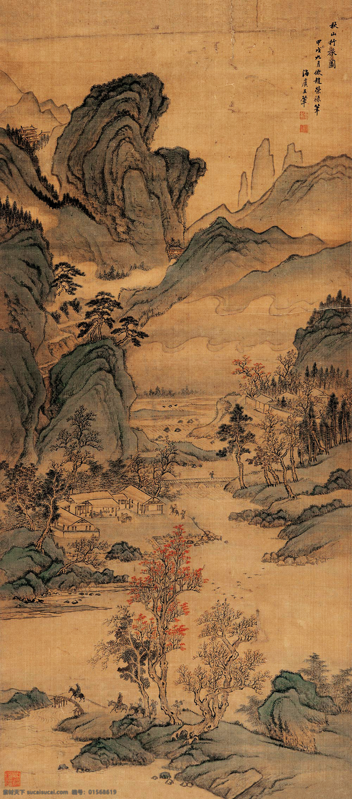 王翚国画秋山行旅图素材图片下载-素材编号01568619-素材天下图库