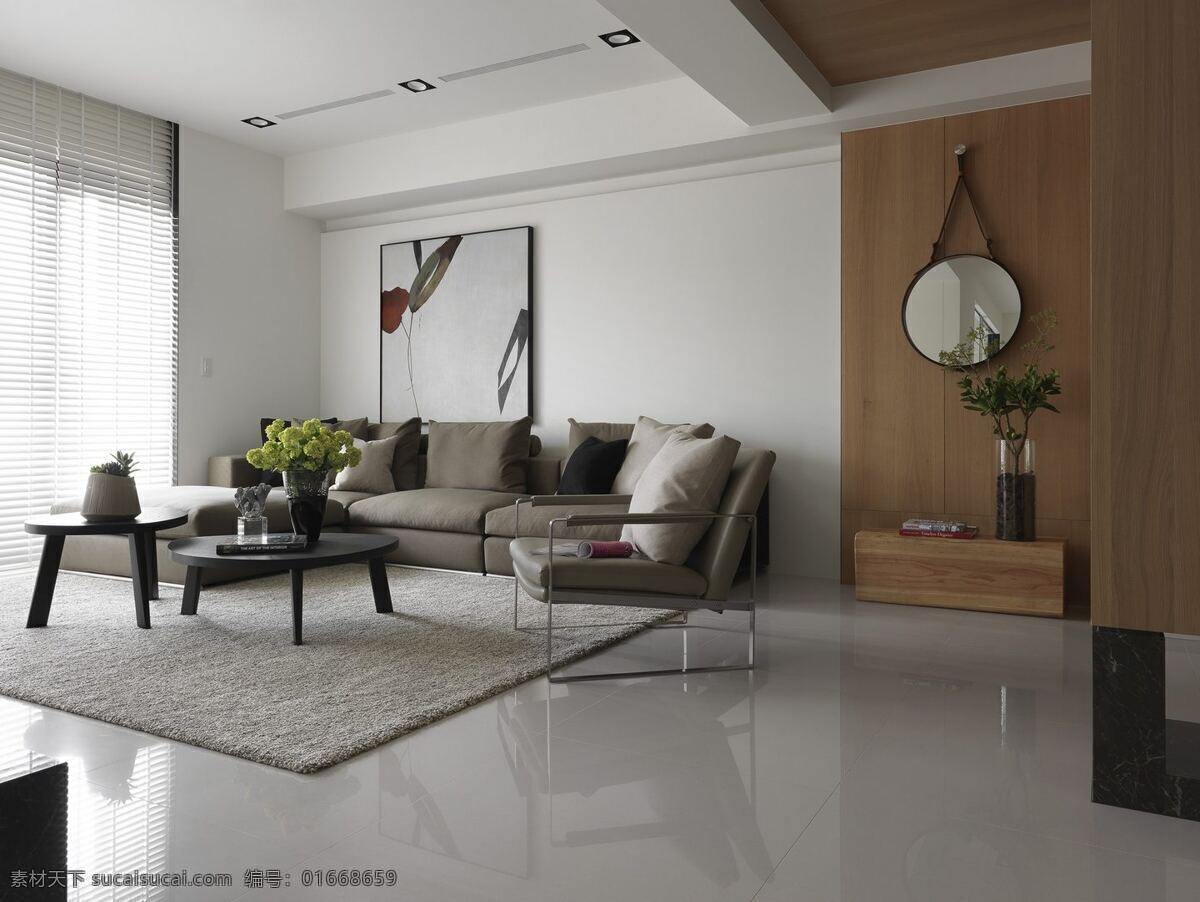 现代 冷感 客厅 灰色 质感 地板 室内装修 效果图 瓷砖地板 客厅装修 浅色背景墙 素色沙发
