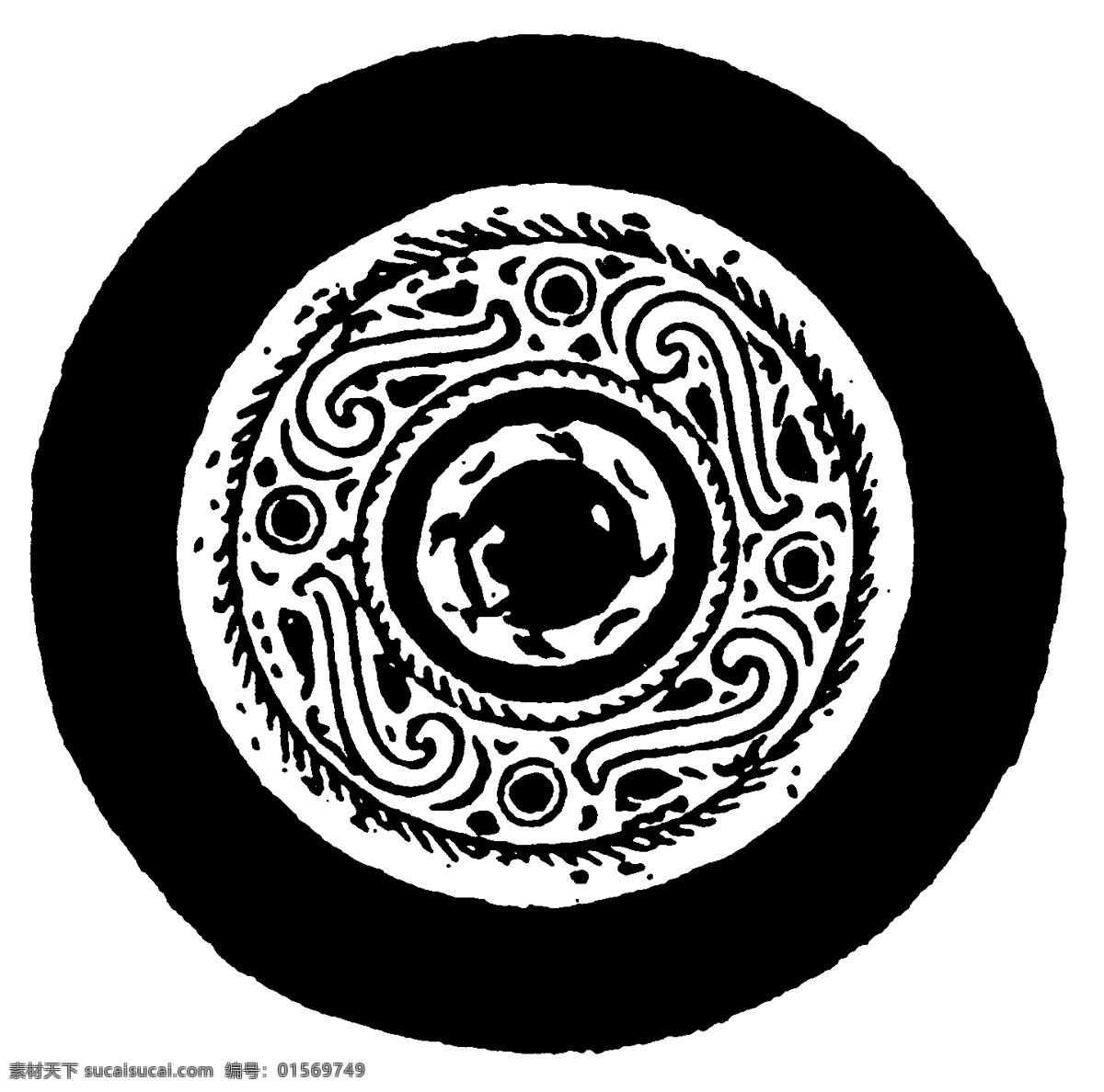 瓦当图案 秦汉时期图案 中国传统图案 图案024 图案 设计素材 瓦当纹饰 装饰图案 书画美术 黑色
