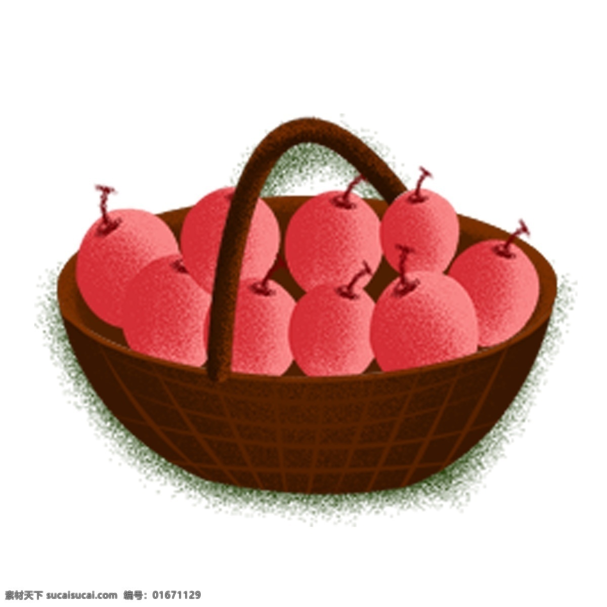 红色 苹果 篮子 装饰 水果 卡通 彩色 水彩 创意 手绘 绘画元素 现代 简约 图案