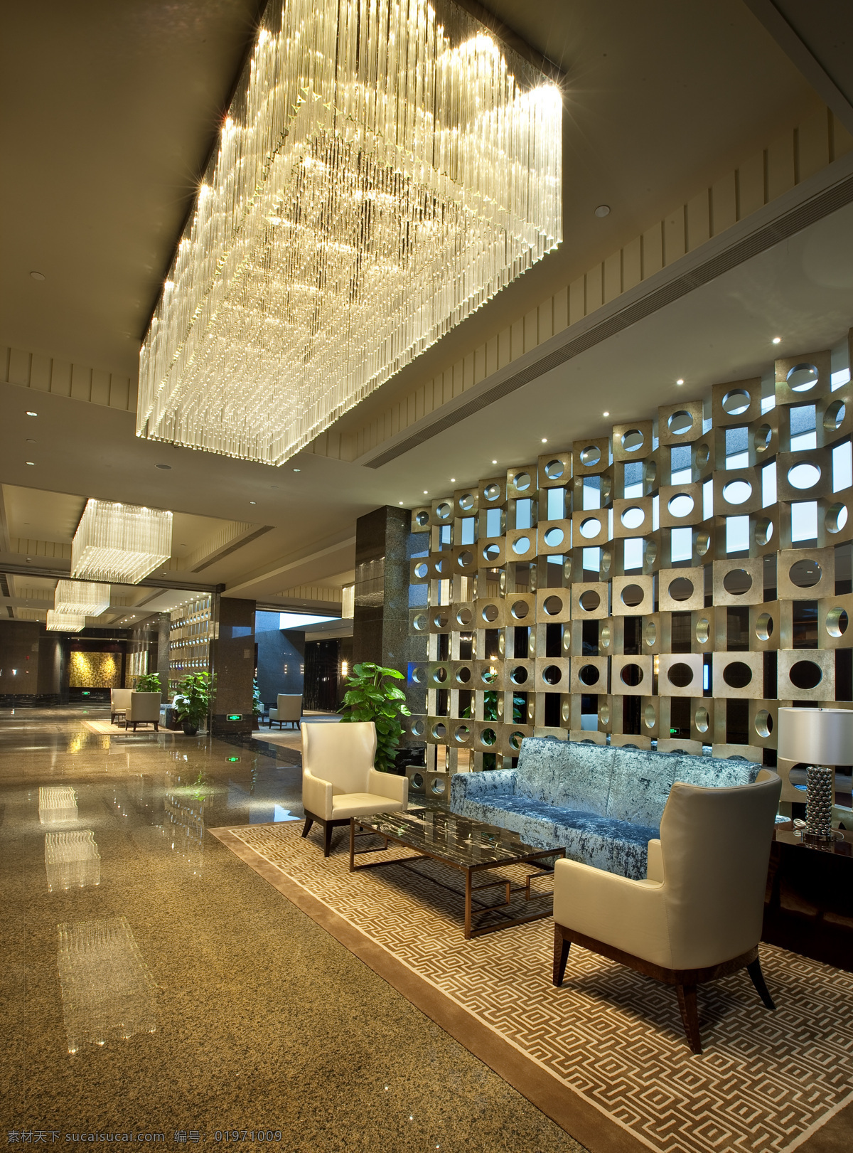 上海浦东 洲际 酒店 大厅 豪华 水晶吊灯 室内设计 效果图 室内装潢 环境家居