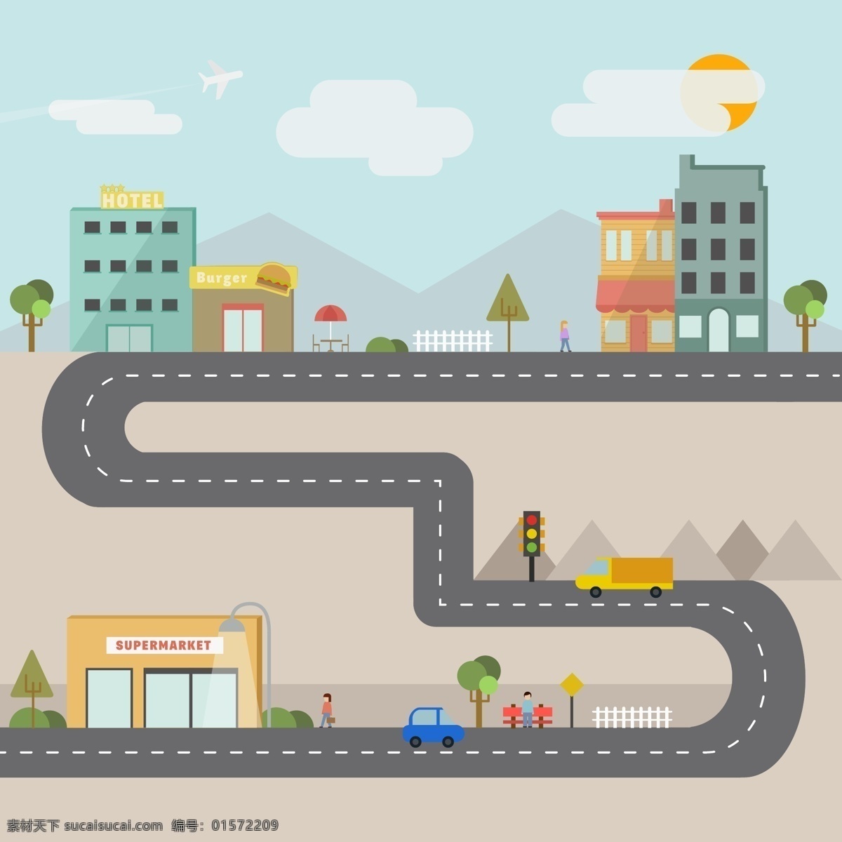 卡通道路素材图片下载-素材编号01572209-素材天下图库