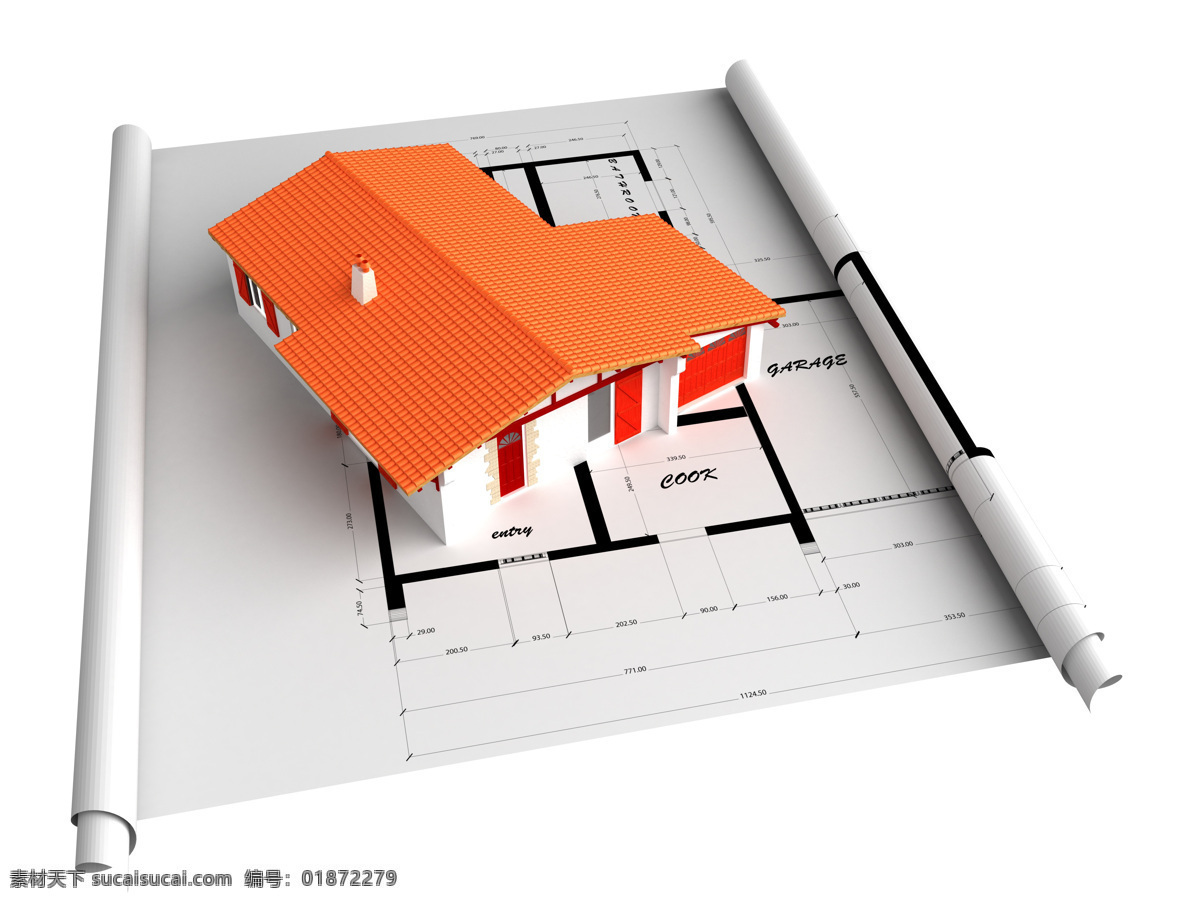 建筑 图纸 上 房子 模型 建筑图纸 施工图 房子模型 卡通房子 平面图 房地产素材 其他类别 生活百科 白色