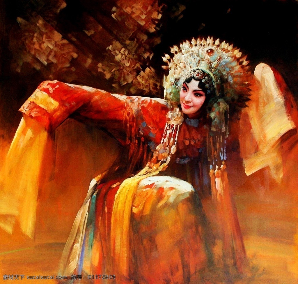 戏曲名旦 美术 绘画 油画 人物画 戏曲人物 名旦 美人 女子 戏曲演员 美丽 表演 姿态 戏曲服饰 舞台 油画艺术 油画作品4 绘画书法 文化艺术