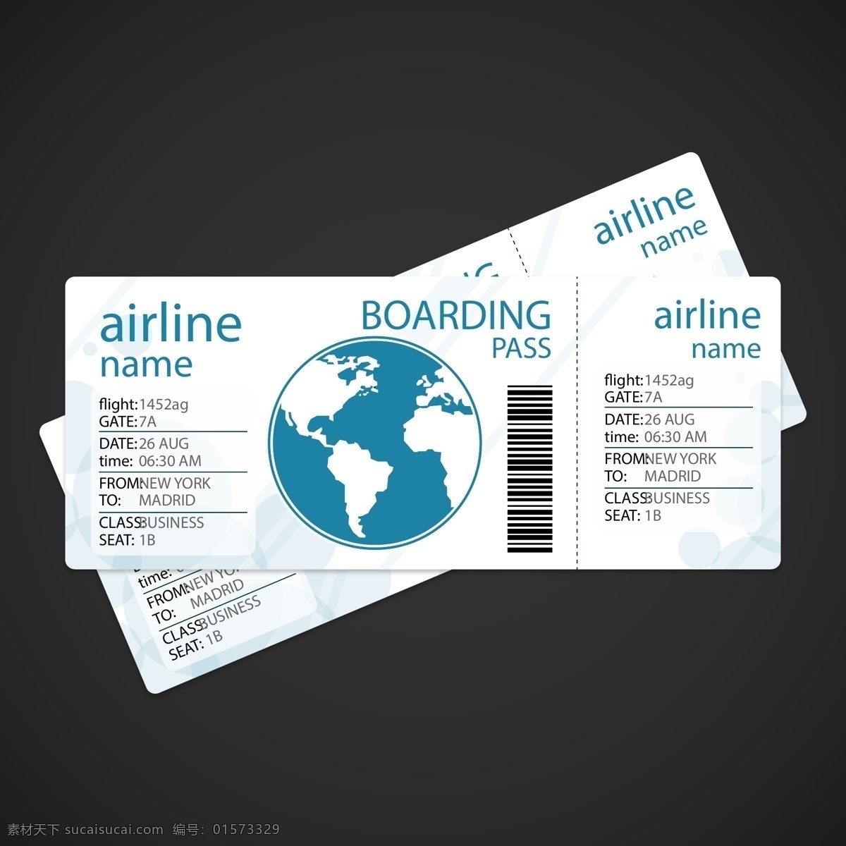 机票设计样板 飞机运输 假日车票 登机牌 机票 门票 地球 旅客 旅游 旅程 休假 黑色