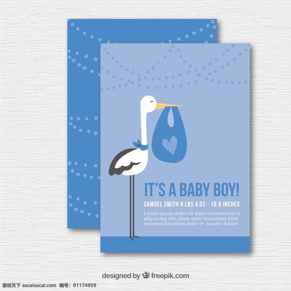 迎婴派对卡片 包裹 婴儿 送子鹤 迎婴派对 卡片 鹳 木纹 矢量图 白色