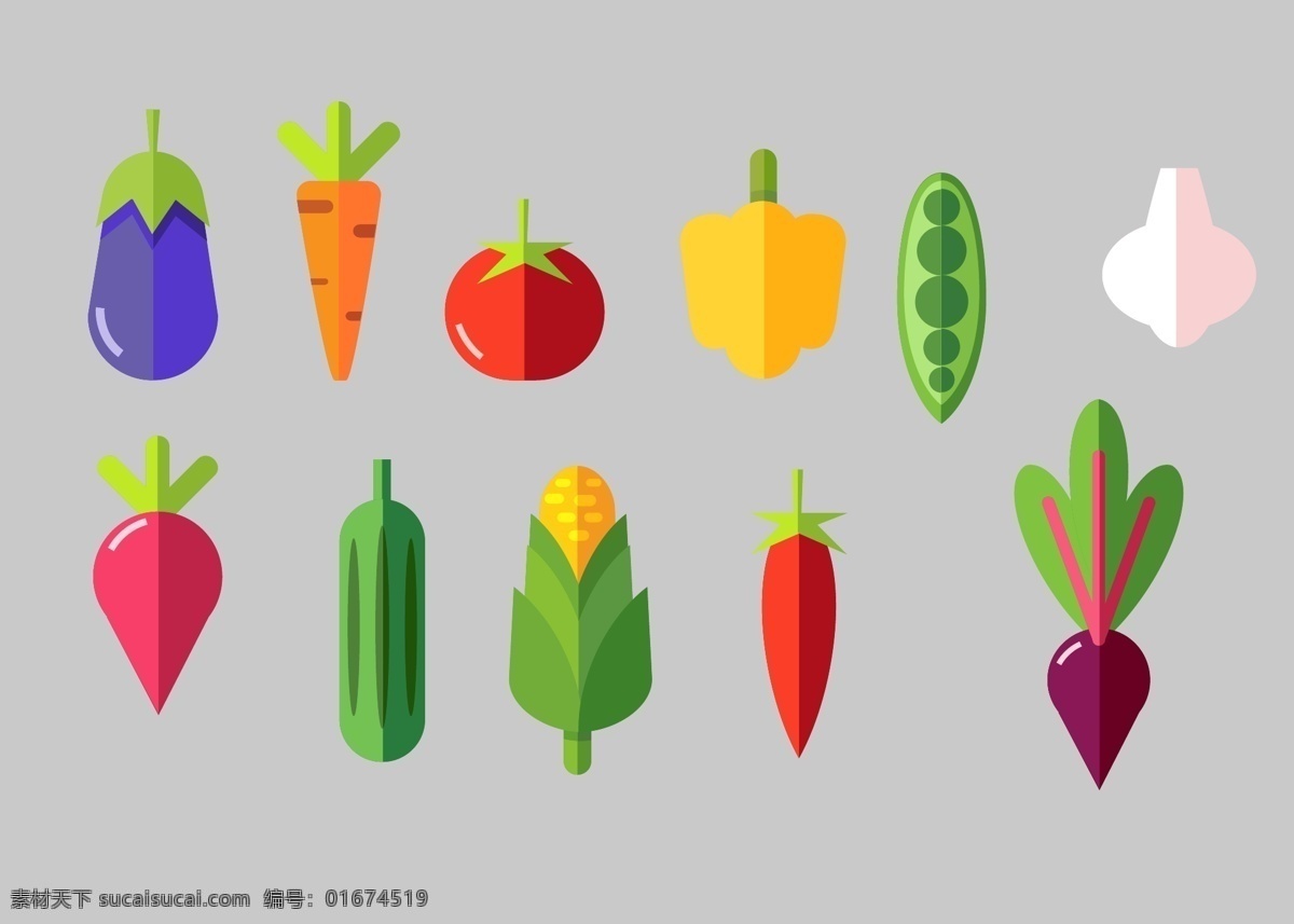 卡通 蔬菜 装饰 元素 矢量 萝卜 玉米 豆角 源文件