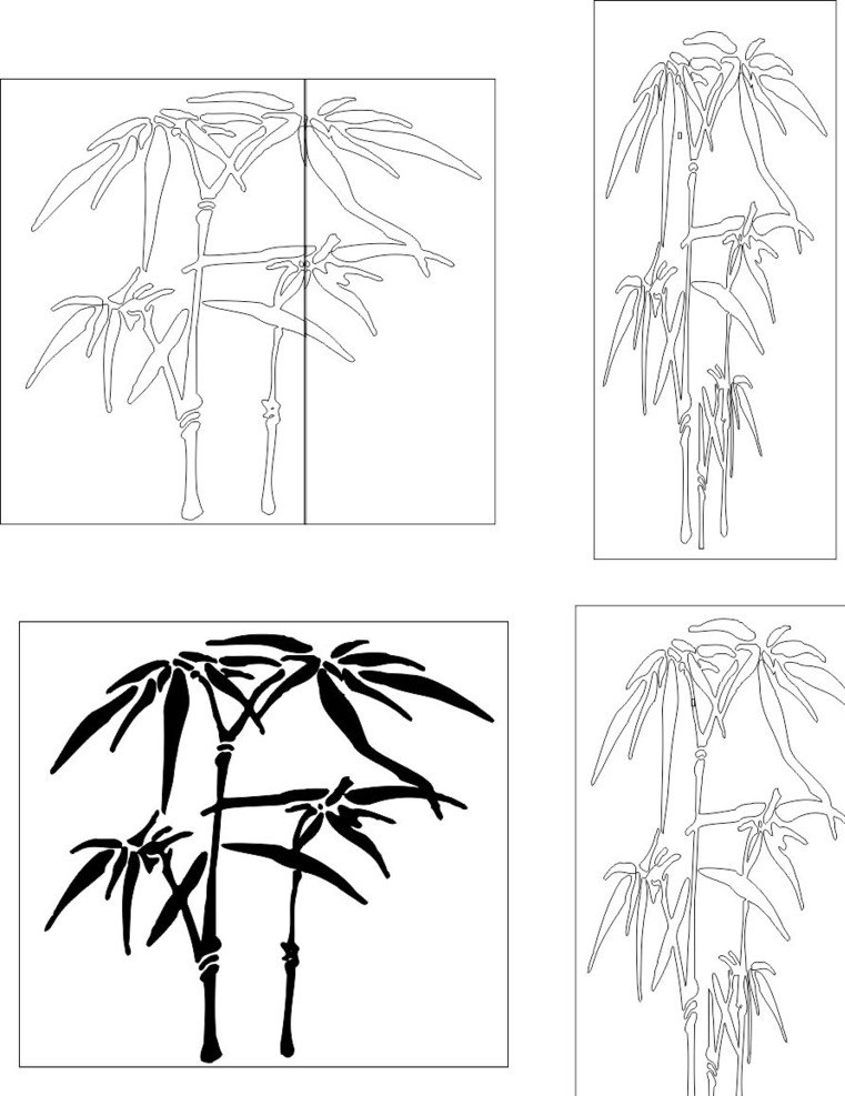 竹子 线条 白描 矢量 底纹 条纹线条 底纹边框