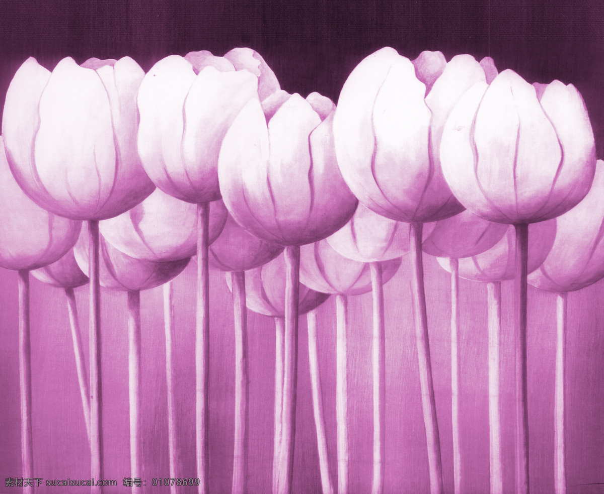 浪漫 淡紫色 花朵 装饰画 效果图 简单 装饰图