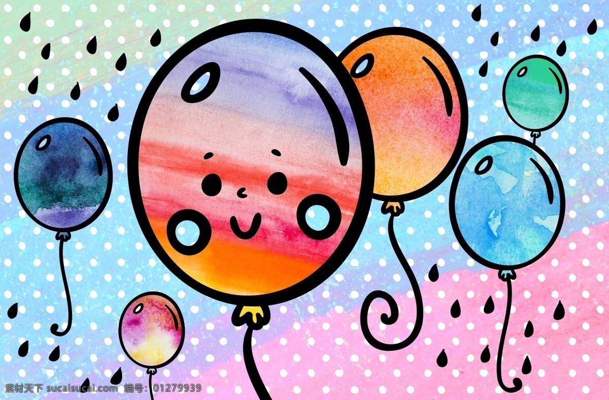 色彩缤纷 鲜艳 气球 装饰画 模板 缤纷 色彩