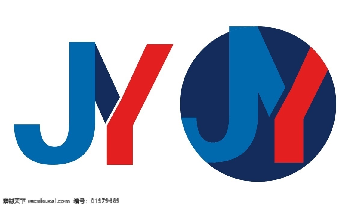 jy设计 简约 蓝 红 圆 jy logo设计