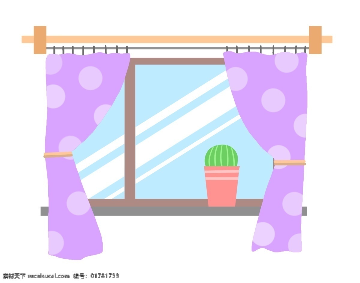 紫色 窗帘 植物 摆设 玻璃