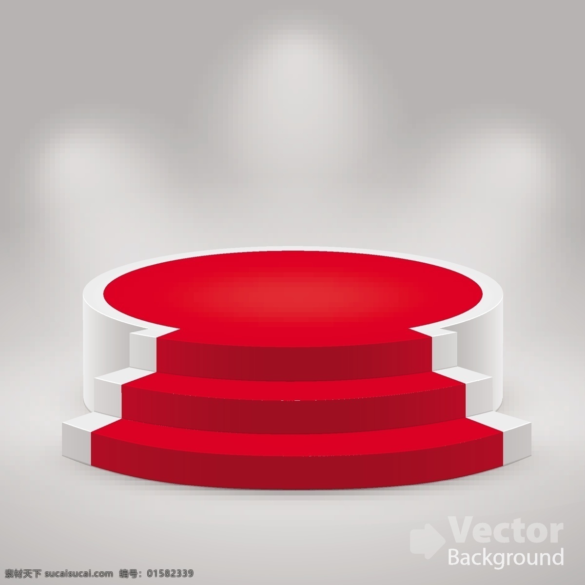圆形 红色 白色 礼 台 礼台 展示台 3d展示 展架 聚光灯 生活百科 矢量素材