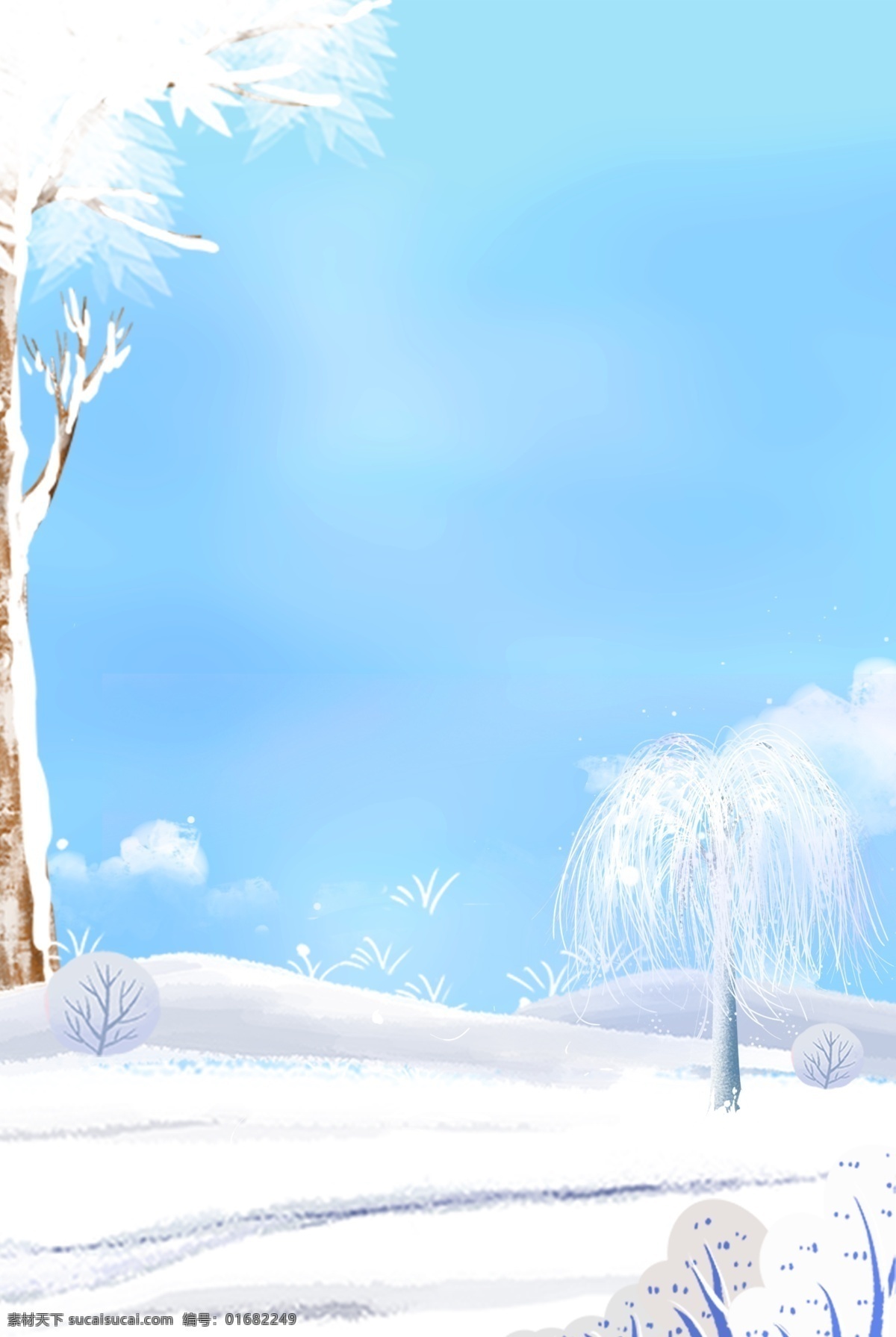 清新 雪景 雪 树 二十四节气 大雪 海报 传统 传统大雪 节气 雪树 雪地 冬季
