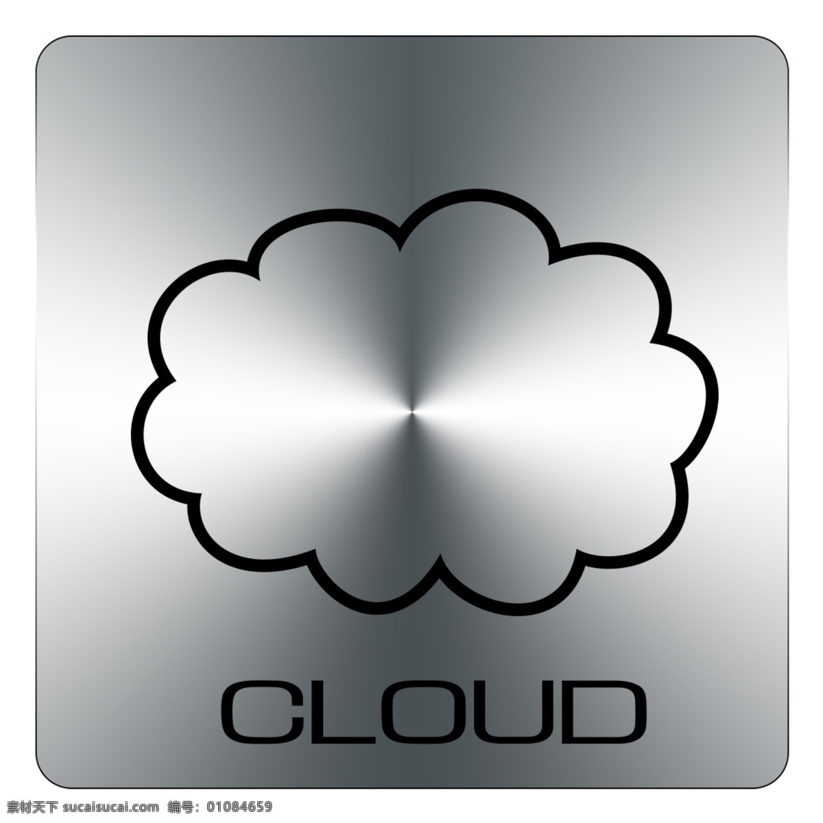 云端 金属渐变 线性边框 logo 矢量 圆角矩形 cloud 原创 标志图标 其他图标
