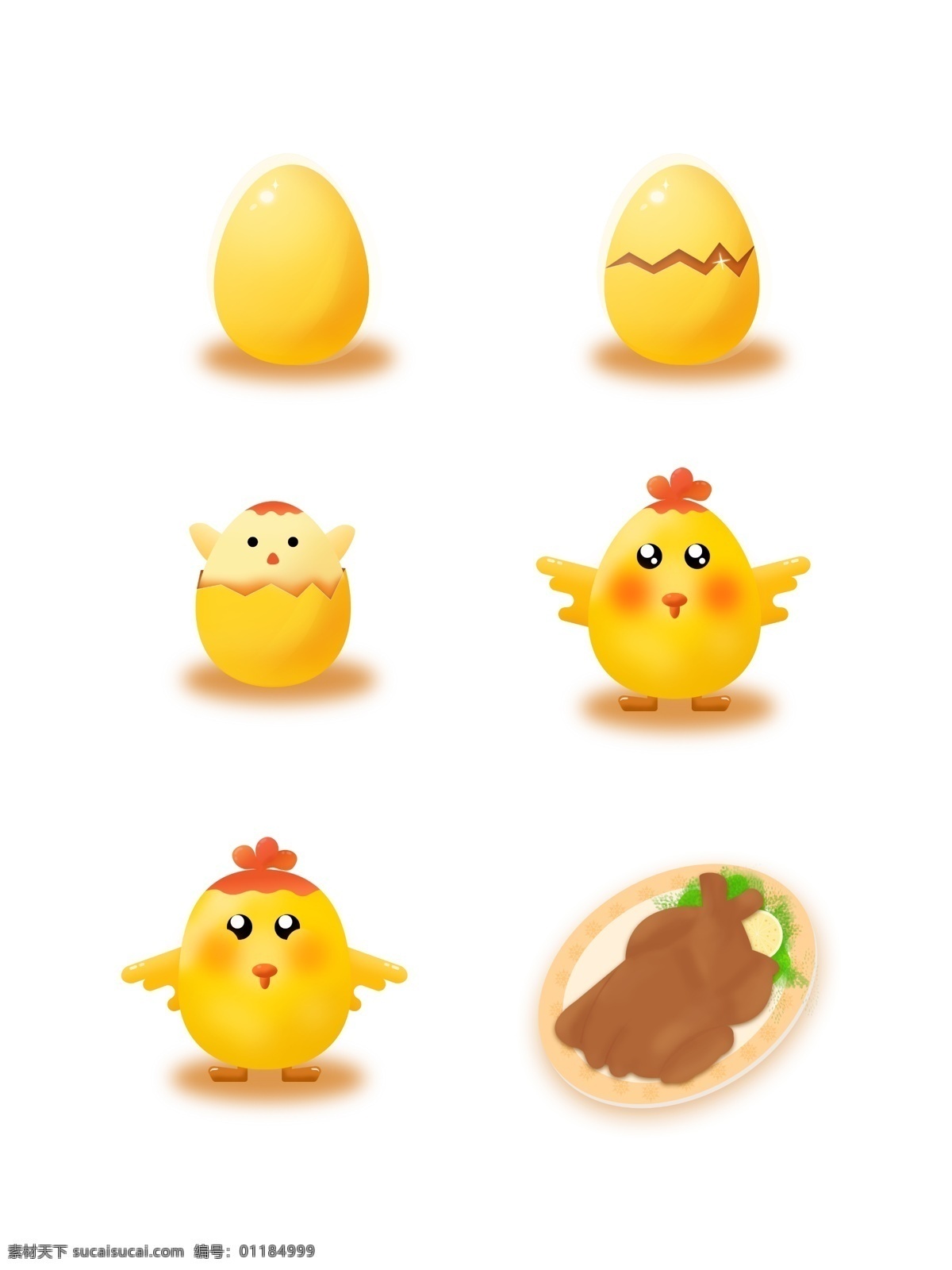 原创 小鸡 矢量 孵 蛋 成长 过程 黄色 烤鸡 动物 破壳 生长
