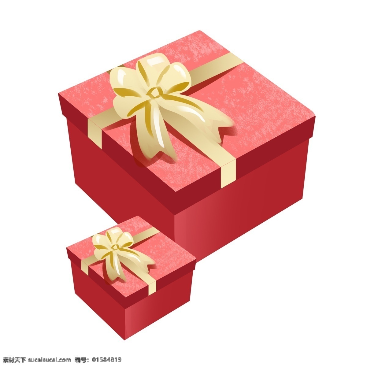 两个 红色 礼物 盒 插画 小礼物盒 大礼物盒 红色礼物盒 情人节礼物 节日送礼插画 黄色 蝴蝶结 装饰 两份礼物