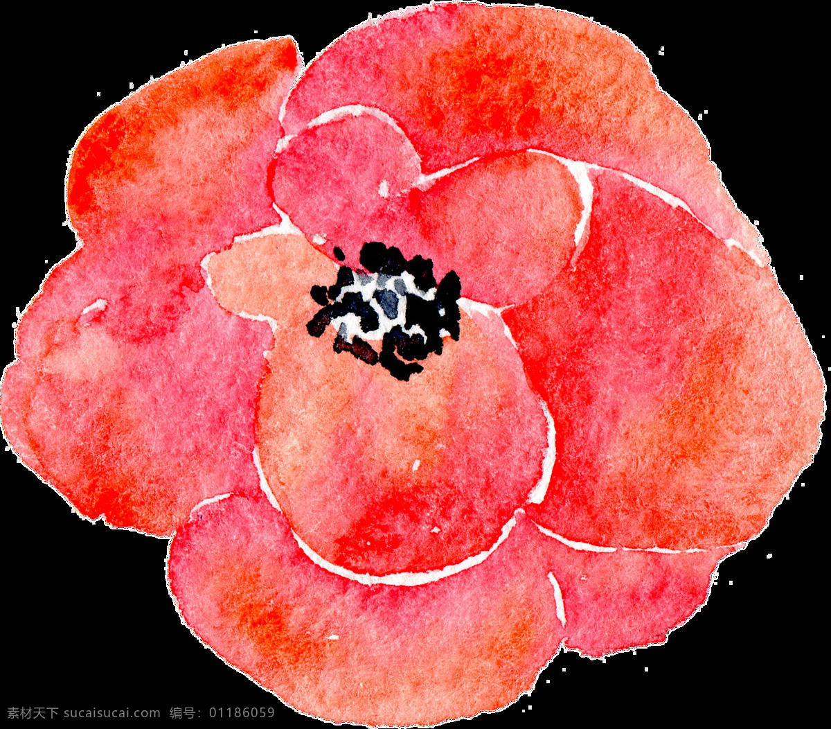 大红 艳丽 花卉 卡通 透明 抠图专用 装饰 设计素材
