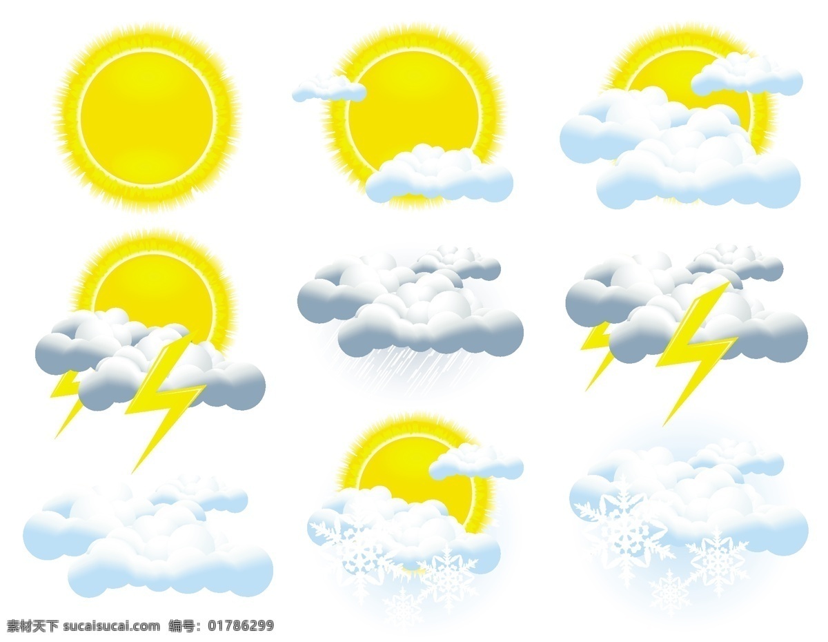 气象 主题 图标 矢量 eps格式 平面设计 矢量素材 太阳 天气 乌云 云 云彩 雷雨 晴天 多云 多云有雨 自然 矢量图 其他矢量图