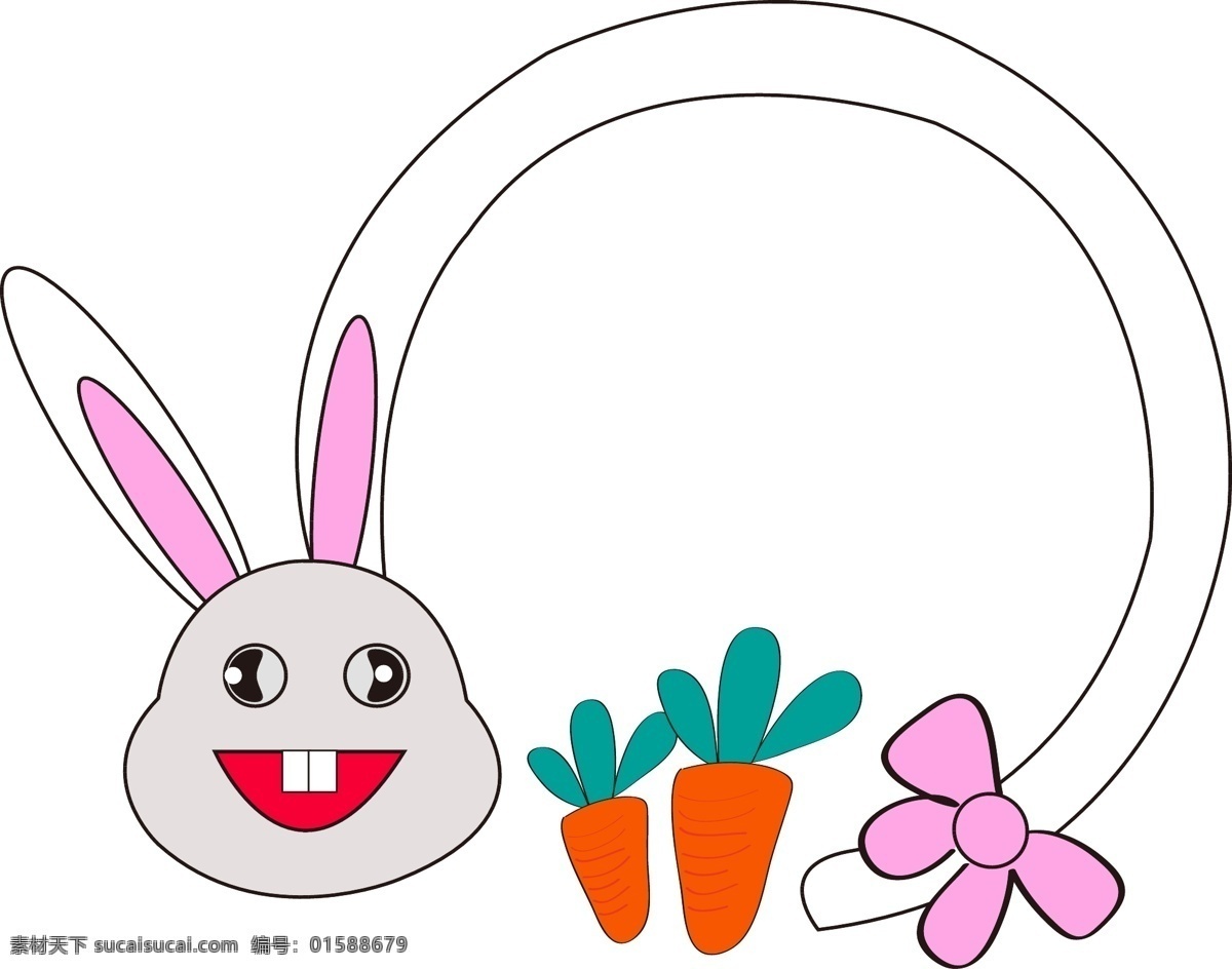 兔子 耳朵 花边 插画 兔子的耳朵 卡通插画 边框插画 简易边框 花边边框 装饰花边 耳朵的边框