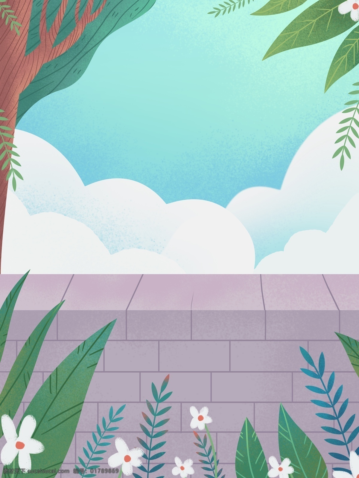 二十四节气 立夏 风景 插画 背景 大树 春天背景 广告背景 手绘背景 通用背景
