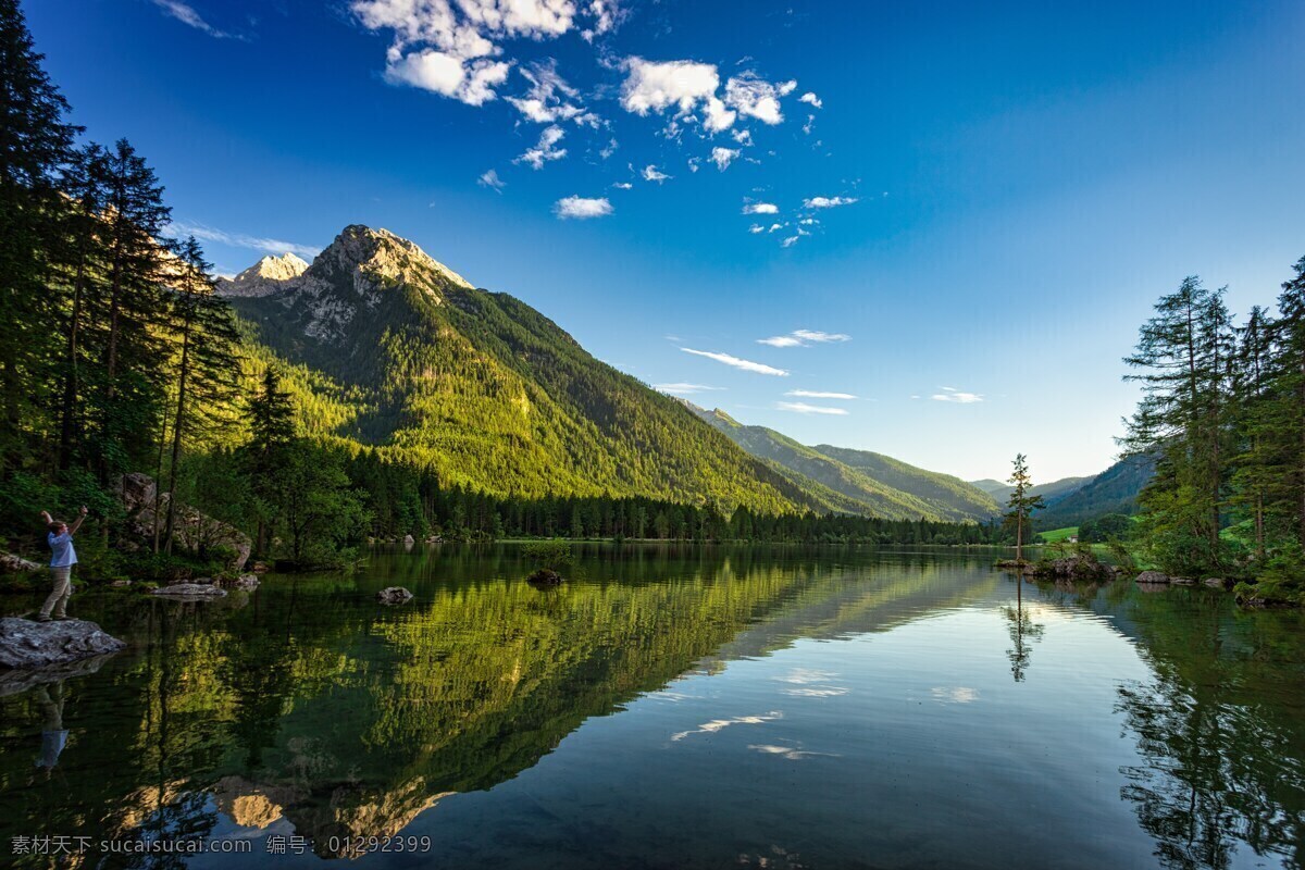 蓝天 白云 湖泊 景观 风景 自然 绿山 山 风景图片 自然景观 自然风景
