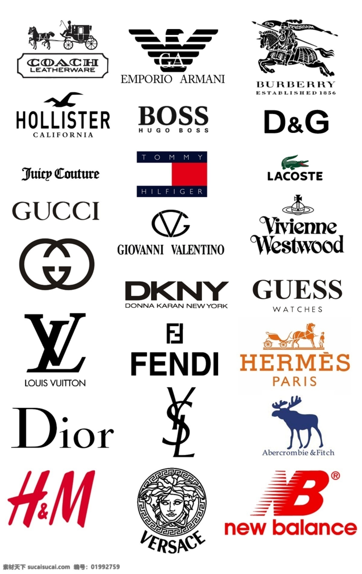 品牌logo 奢侈品 logo 标志 大 汇总 coach 阿玛尼 巴宝莉 图标 品牌标志 分层