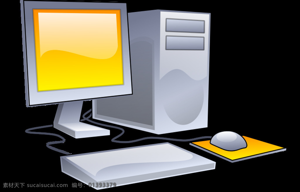 计算机 桌面 编辑选择 有光泽的 硬件 工作站 黄色的 插画集