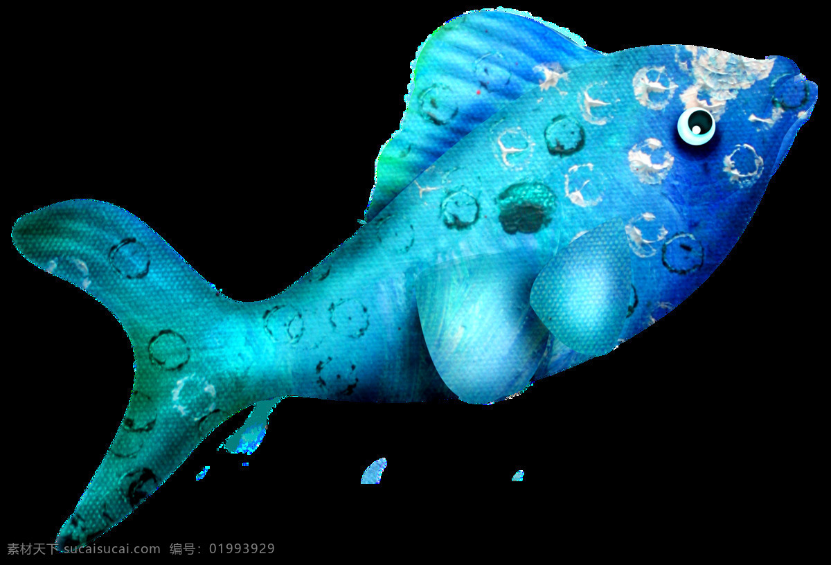 唯美 彩绘 深海鱼 透明 蓝绿色 气泡 手绘 美丽 透明素材 免扣素材 装饰图片