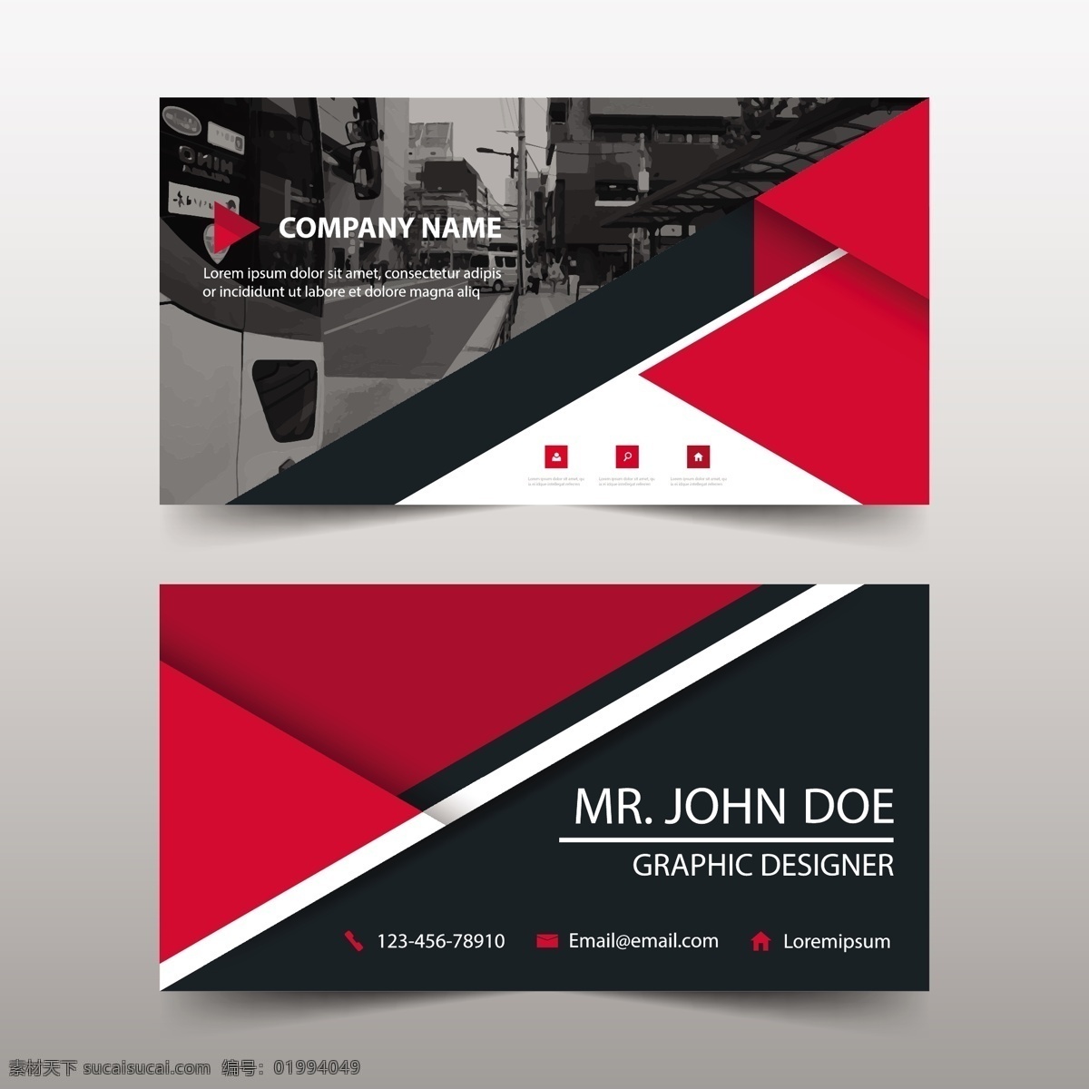 抽象 名片 模板 商标 商务 卡片 办公室 红色 三角形 展示 文具 公司 品牌 现代 清洁 身份