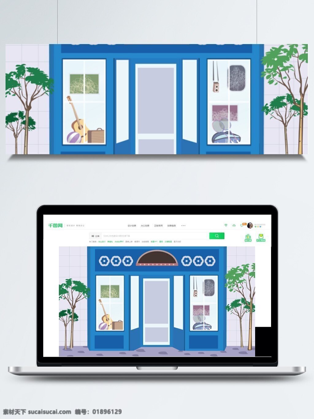 小 清新 商店 手绘 banner 背景 小清新 卡通 商店背景 店铺背景
