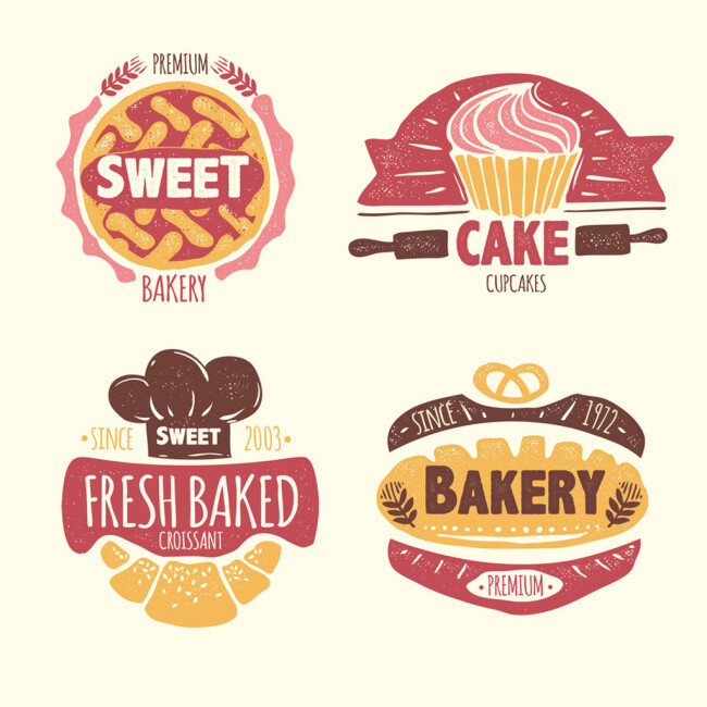 面包蛋糕标签 面包微章 标签 贴纸 商标 品牌 微章 纹章 欧式