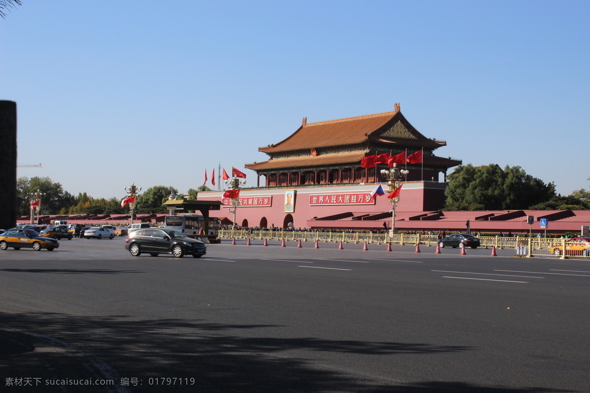 天安门 广场 五星红旗 城市街道 摄影作品专辑 自然景观 风景名胜